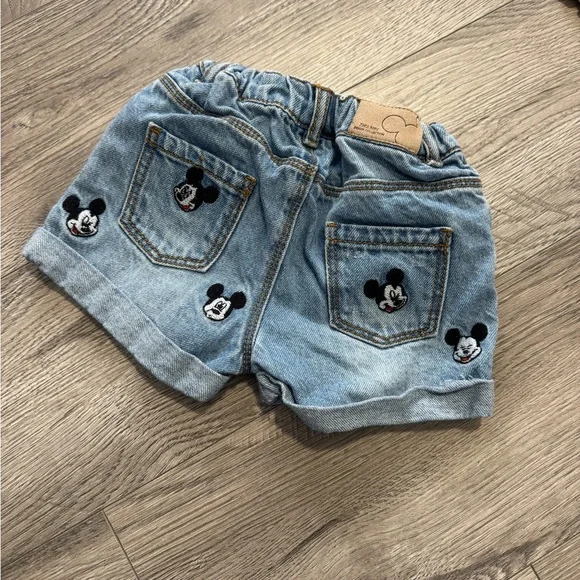 Zara Kids Blue Denim Shorts with Character Embroidery - Picture 2 of 2